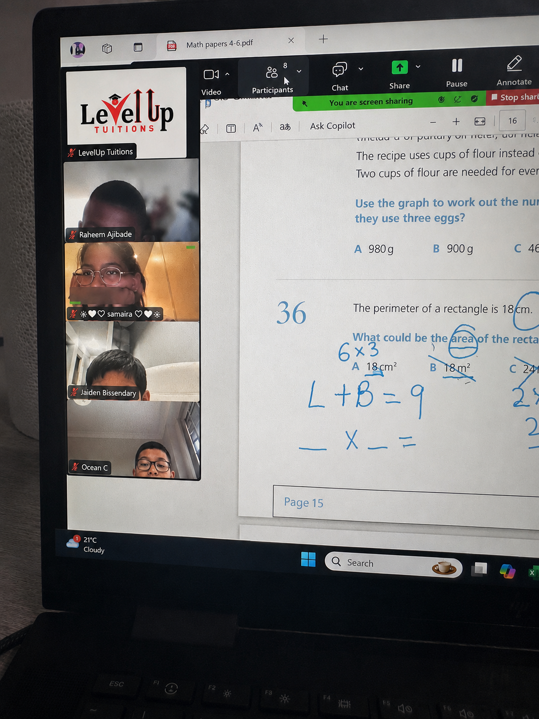 Online tuition lesson